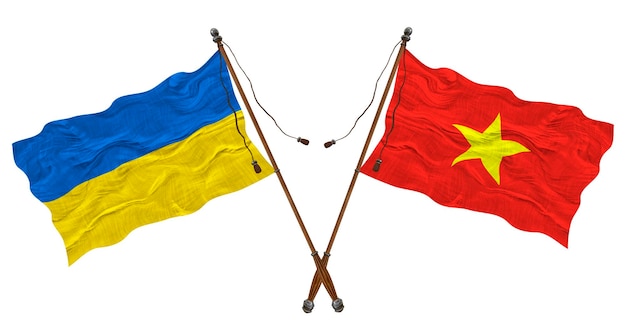 디자이너를 위한 베트남과 우크라이나의 국기 배경