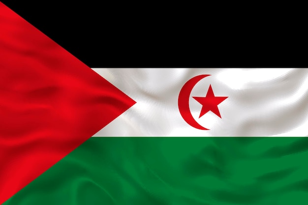 西サハラの国旗と背景に西サハラの国旗