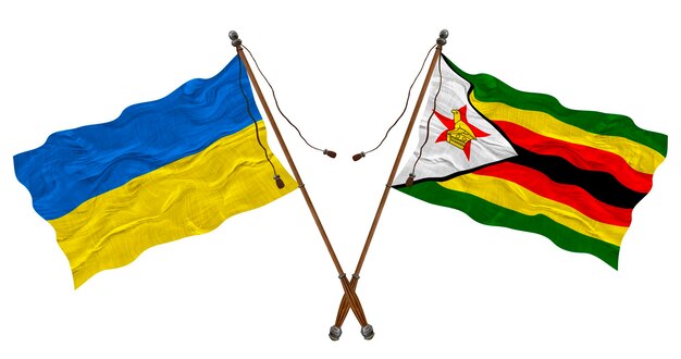 National flag of Zimbabwe and Ukraine Background for designers