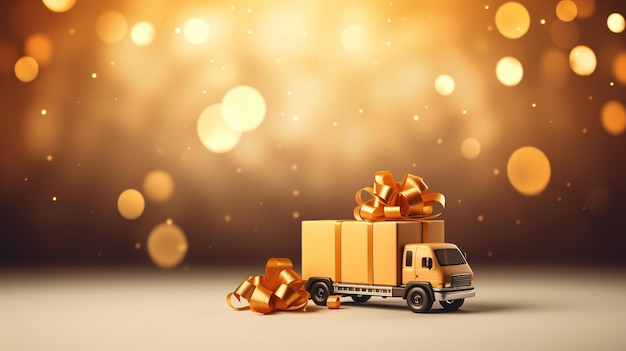 National Free Shipping Day concept with this festive and colorful background Featuring a delivery truck filled with gifts Perfect for online retailers ecommerce businesses and copy space