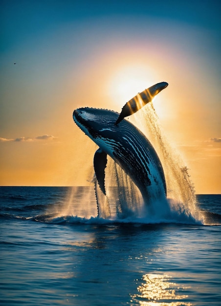 Photo national geographic award winning drone photograph of a humpback whale spraying and spouting water