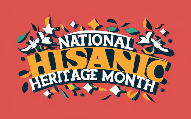 National hispanic heritage month celebration colorful background typography banner placard card