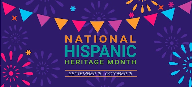 national hispanic heritage month with tropical flowers vector flyer banner