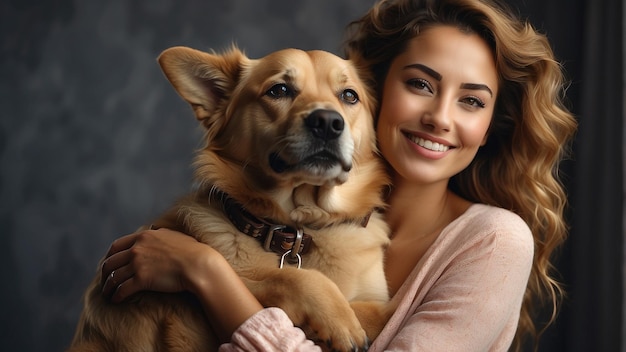 国立ハグ・ユー・ドッグ・デー 女性が犬を抱きしめる