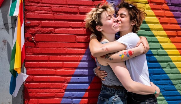 Photo national hugging day in the concept of pride day generated by artificial intelligence