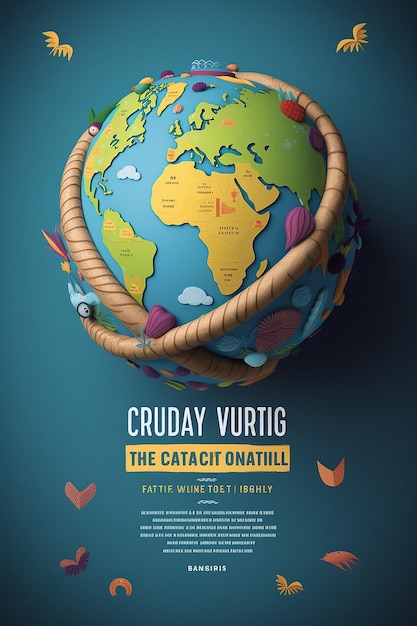 Photo a national hugging day poster depicting a globe with illustrated arms wrapped around