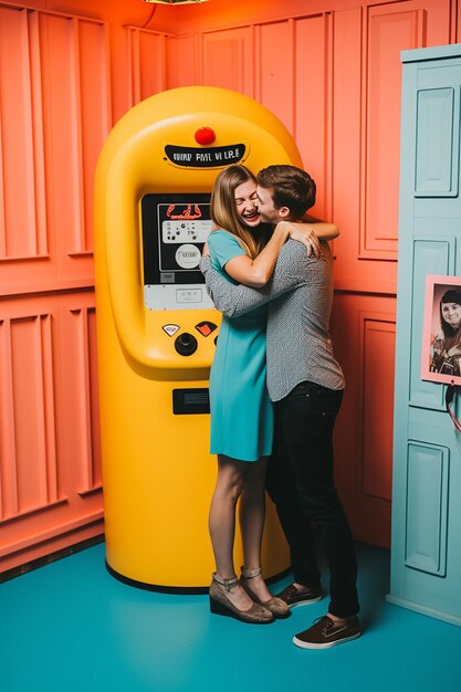 Photo a national hugging day themed photo booth with fun props and encourage people to share a hug