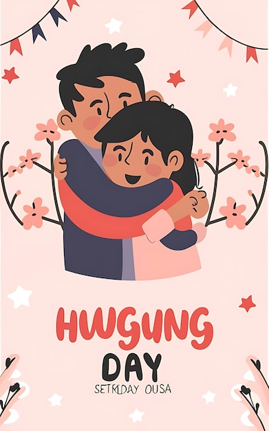 National Hugging Day with clipart typography illustration