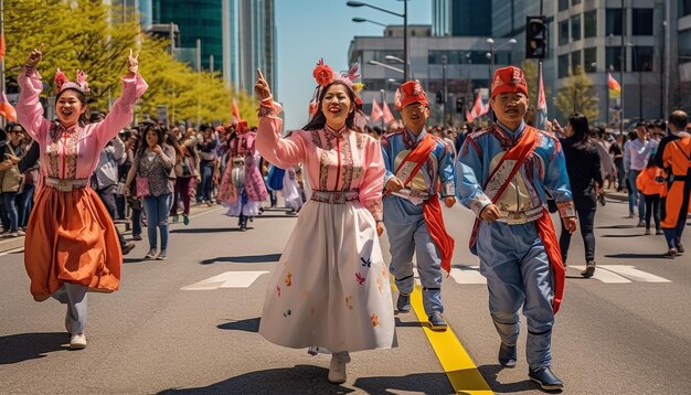 한국의 광복절 행복과 축하 사진