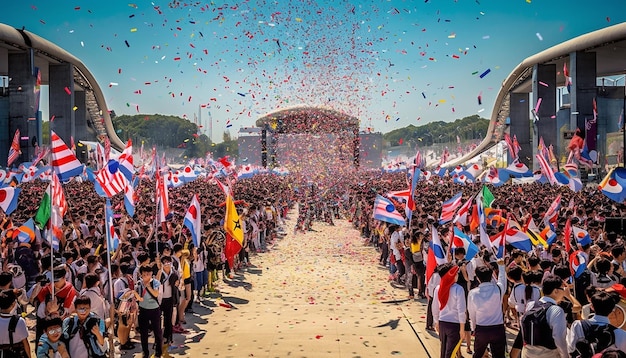 韓国の光復節の喜びとお祝いの写真