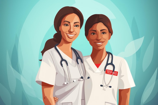 National Nurses Day cartoon art vector illustration