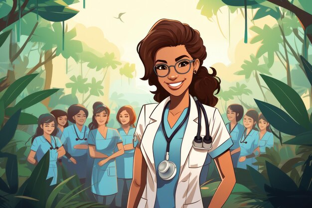 National Nurses Day cartoon art vector illustration