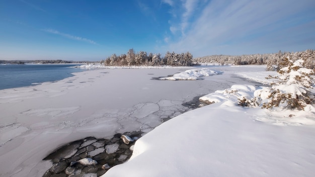 National Park Ladoga Skerries, in winter in Karelia