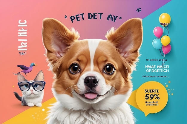 National pet day Pet shop banner template Promotional banner for social media post