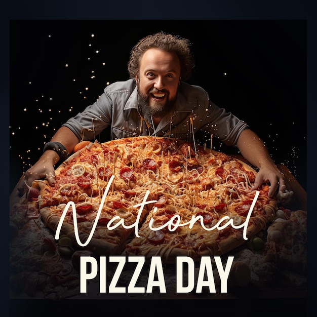 National Pizza Day template with big pizza