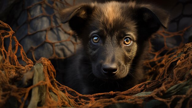 National pollution control day puppy stuck in net