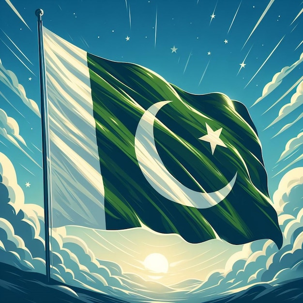 パキスタンの国旗の無時の美しさを画像に描いた
