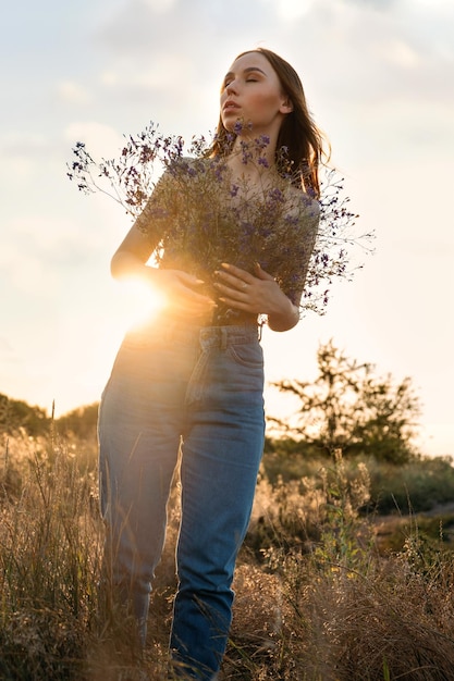 Photo national relaxation day relaxation practices mental health slow living concept young girl