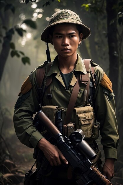 Photo national soldier holding a weapon