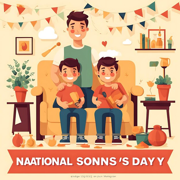 Photo national sons day flat illustration
