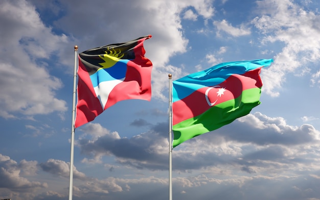 national state flags of Azerbaijan and Antigua and Barbuda