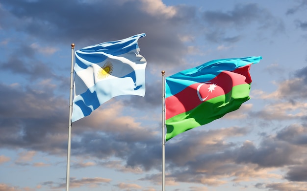 national state flags of Azerbaijan and Argentina