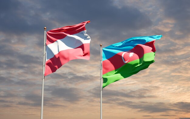 national state flags of Azerbaijan and Austria