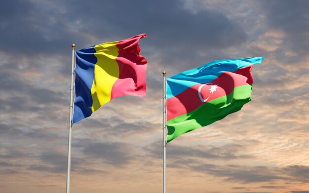 national state flags of Azerbaijan and Chad