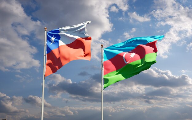 national state flags of Azerbaijan and Chile