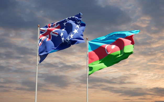 national state flags of Azerbaijan and Cook Island