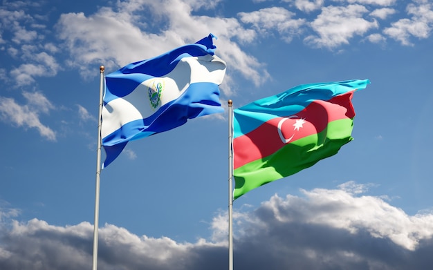 Photo national state flags of azerbaijan and el salvador