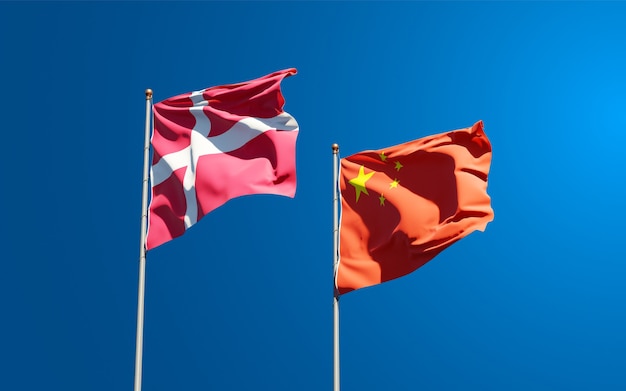 national state flags of Denmark and China together