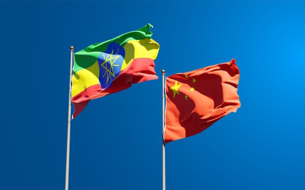 national state flags of Ethiopia and China together