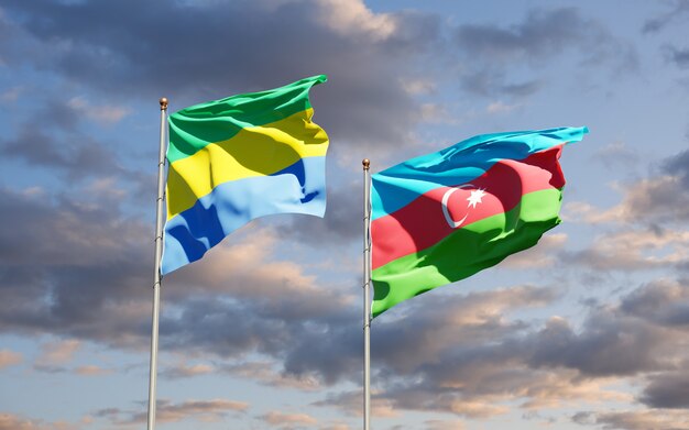 Bandiere nazionali di stato del gabon e dell'azerbaigian