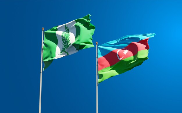 Photo national state flags of norfolk island and azerbaijan