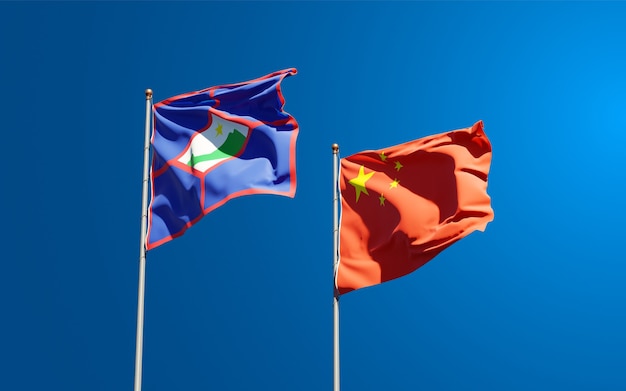 National state flags of sint eustatius and china together