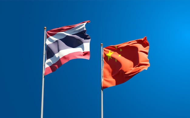 national state flags of Thailand and China together