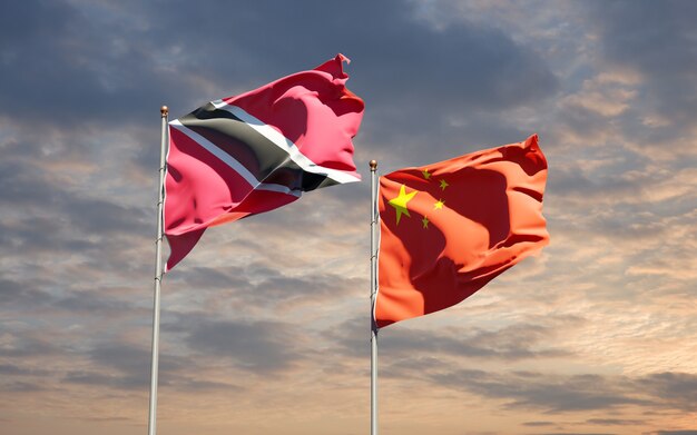 national state flags of Trinidad and Tobago and China together