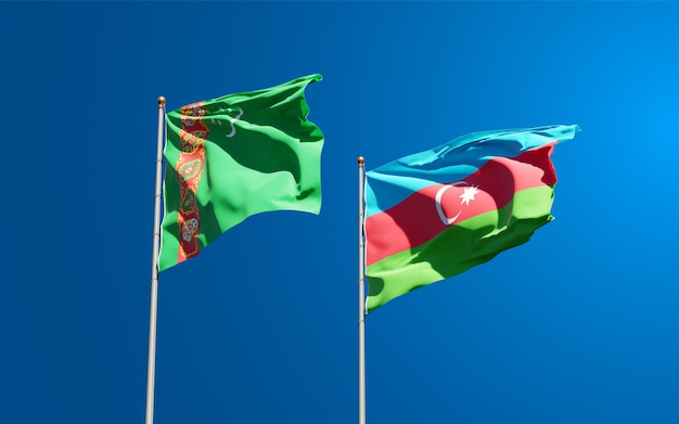 national state flags of Turkmenistan and Azerbaijan together