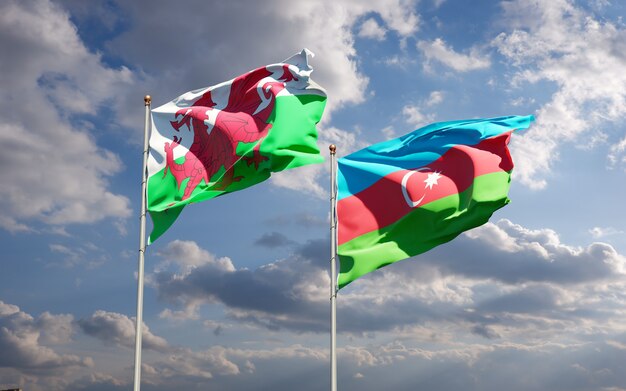 national state flags of Wales and Azerbaijan