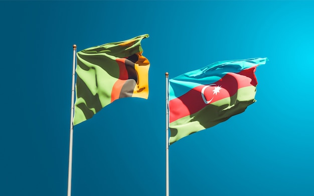 National state flags of zambia and azerbaijan together