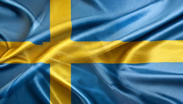 National Swedish silk fabric flag Symbol of Sweden