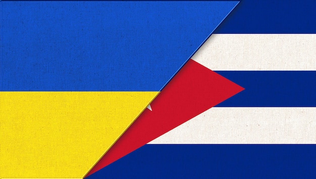 National Symbols of Ukraine and Cuba Ukrainian and Cuban flags Emblems