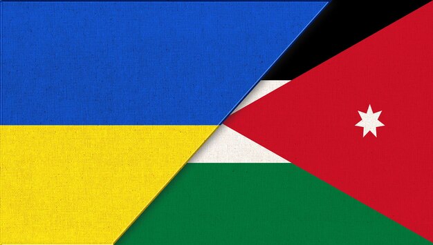 National symbols of Ukraine and Jordan Ukrainian and Jordanian flags