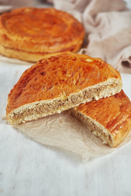 National traditional Caucasian food Ossetian pies khachapuri chudu