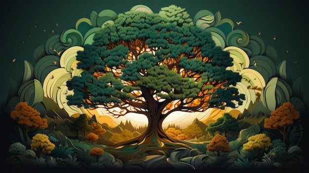 Национальный день деревьев 22 мая в стиле мультфильмов 3D Generative AI