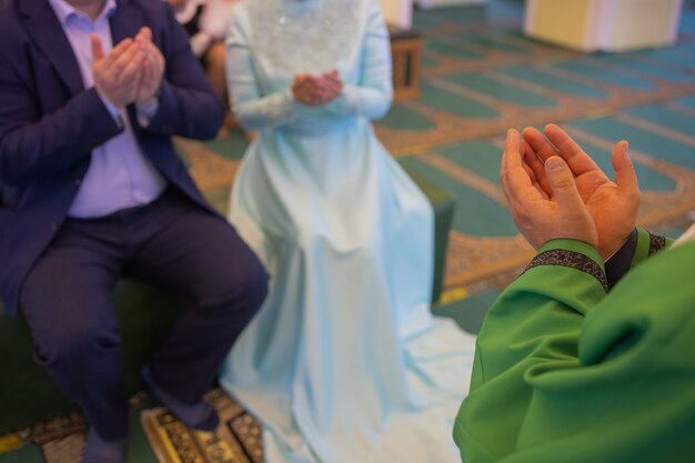 Photo national wedding bride and groom wedding muslim couple during the marriage ceremony muslim marriage