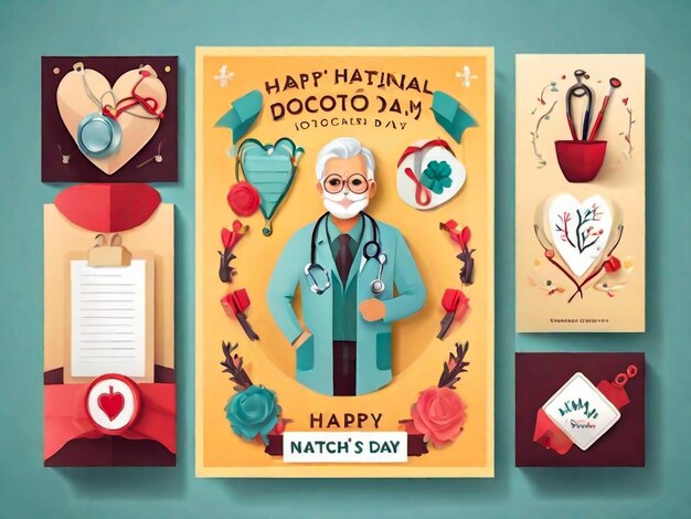 Foto nationale artsendag illustratie flat internationale verpleegstersdag instagram posts collectie flat nationale artsendagen kaarten collectie