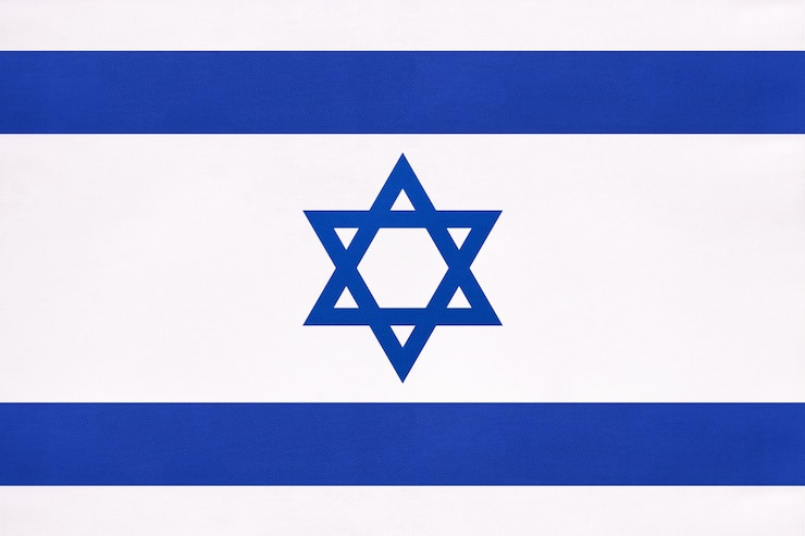 Foto nationale de stoffenvlag van israël, symbool van het internationale land van het wereldoosten.