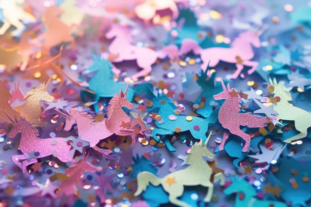 Nationale Eenhoorn Dag feestelijke achtergrond met veelkleurige confetti